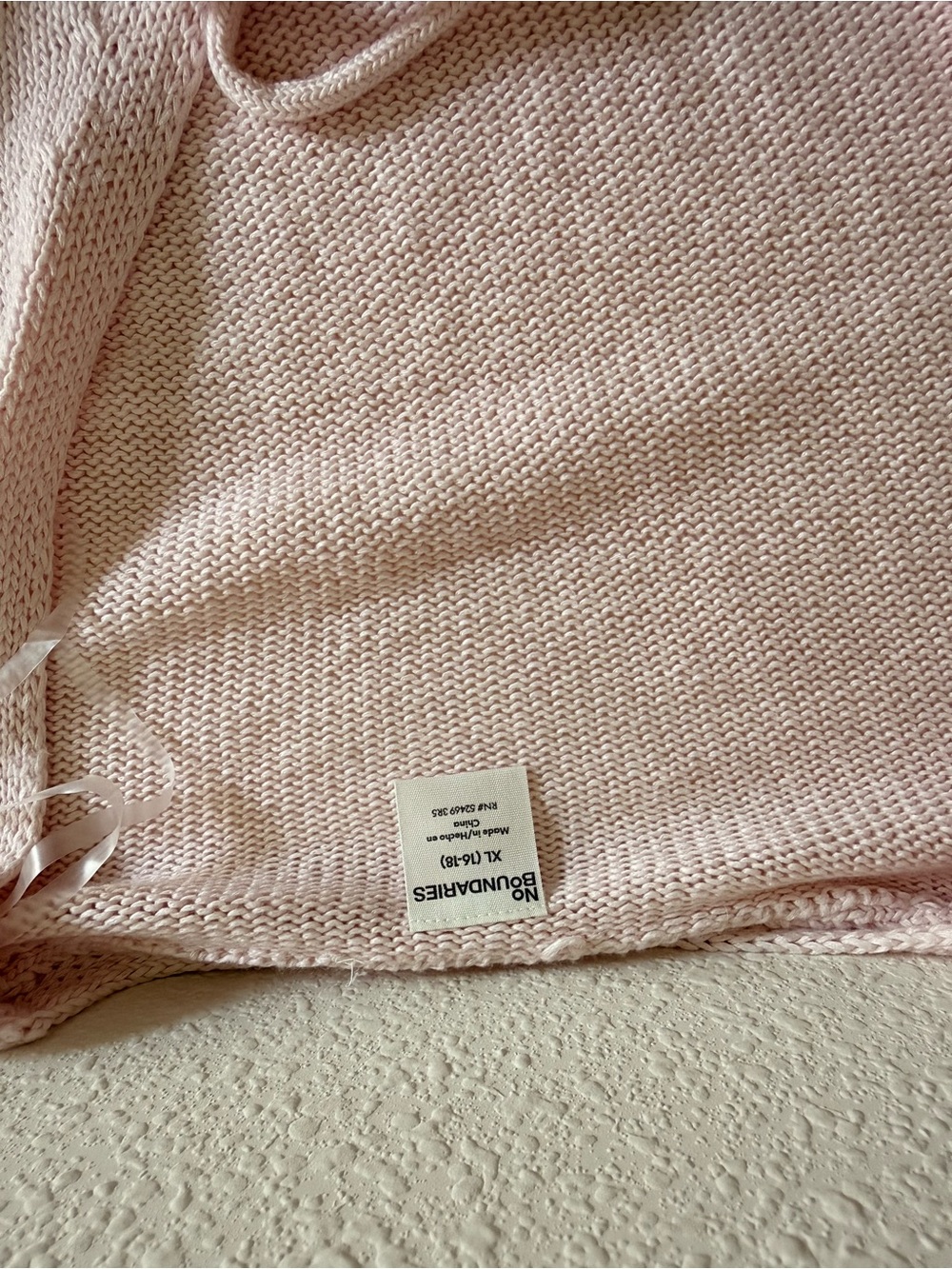 No Boundaries Pale Pink Knit Tie-Front Sweater - Picture 2 of 3